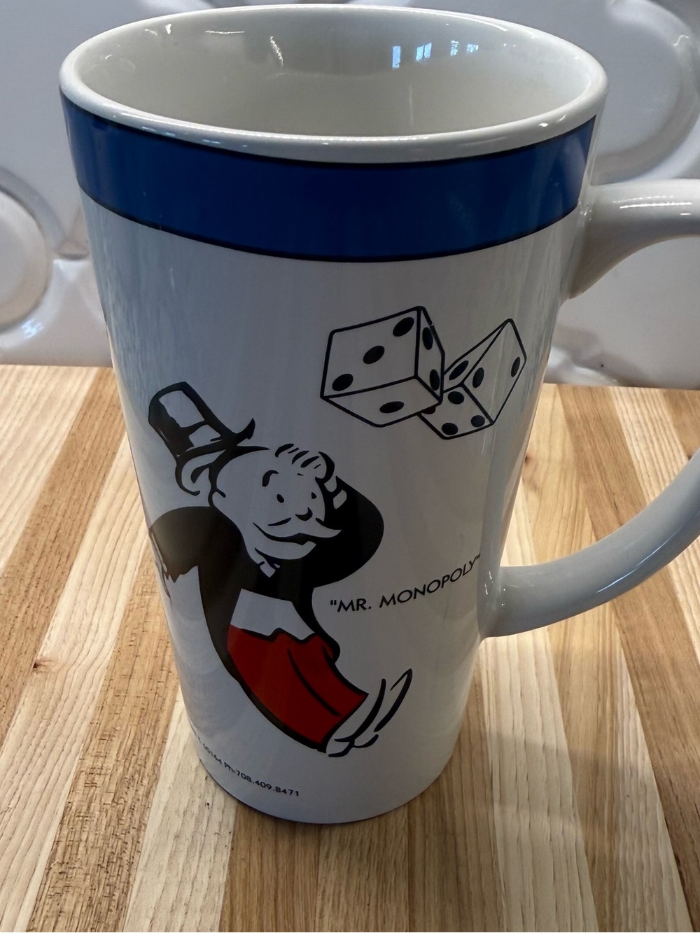Vintage 1999 Mr. Monopoly Park Place Tall Ceramic Coffee Mug 16 oz